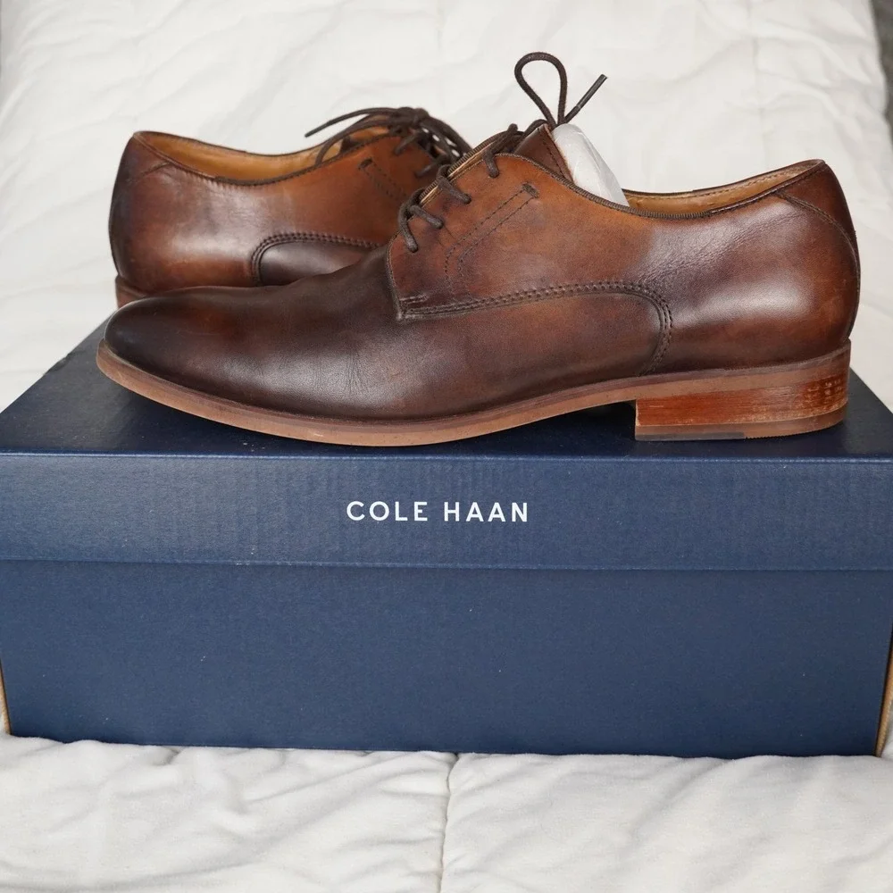 Aldo Derby Shoes Men 10 Brown Leather Lace Up Dress Professional Burnished